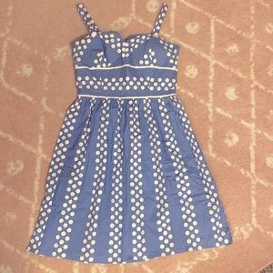 Blue and white polka dot sundress